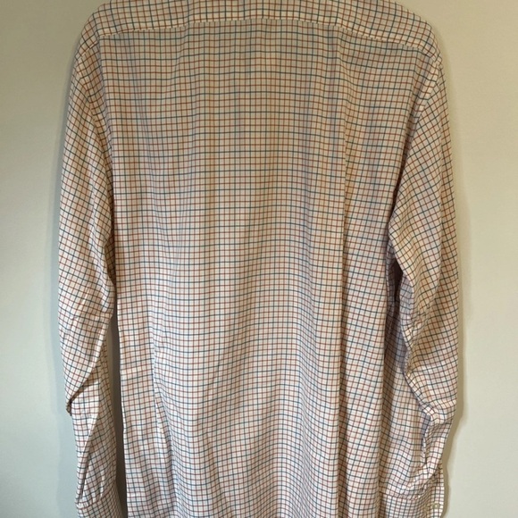 Saks Fifth Avenue Men’s Long Sleeve Dress Shirt Cream Plaid Size 16.5/42 - Picture 2 of 4